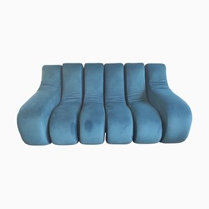 Blue Velvet Modular Sofa from Rosenthal, 1970s, Set of 6