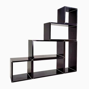 Vintage Modular Cubic Bookcase in Black Laminate, 1970s