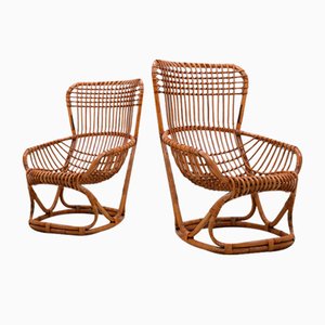Rattan Chairs by Tito Agnoli for Vittorio Bonacina, 1960s, Set of 2