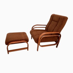 Art Deco Armchair and Footstool by Jindřich Halabala, Set of 2