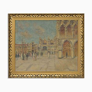 Georg Brandes, View of St. Mark's Square..., Oil Painting, Early 20th Century, Framed