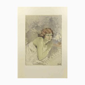 Édouard Chimot, The Smoking Girl, Eau-forte, 1930s