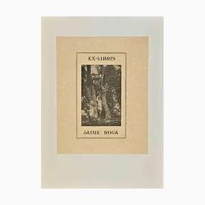 Ex Libris Jaime Roca, Gravure Sur Bois, Milieu Du 20e Siècle