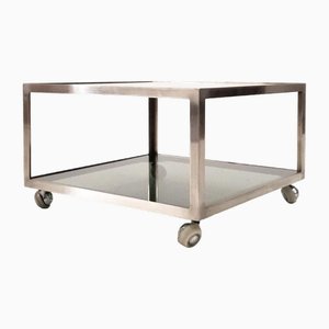 Square Metal and Glass Coffee Table in the style of Howard Miller, 1970s