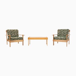 Scandinavian Style Armchairs and Coffee Table, 1970s, Set of 3