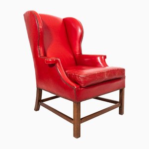 Bergere Sessel aus rotem Leder, 1950er