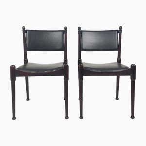 Italienische Stühle aus Holz & Leder im Stil von Silvio Coppola, 1960er, 2er Set