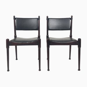 Set of Italian Wood and Leather Chairs in the style of Silvio Coppola, 1960s