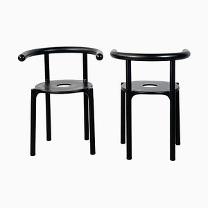 Italian Modern Black Metal Plastic Chairs attributed to Anna Castelli Kartell for Castelli / Anonima Castelli, 1990s, Set of 2