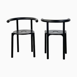 Set of Italian Modern Black Metal Plastic Chairs attributed to Anna Castelli Kartell for Castelli / Anonima Castelli, 1990s