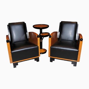 Art Deco Biedermeier Club Chairs, Set of 2