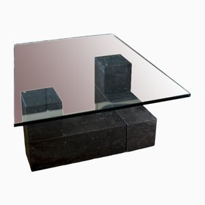 Schwerer Tisch aus Glas und Stein