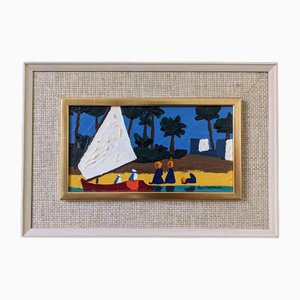 Seaside, 1950s, Oil Painting, Framed