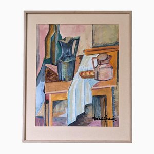 Tischdekoration, 1950er, Gouache & Aquarell, Gerahmt