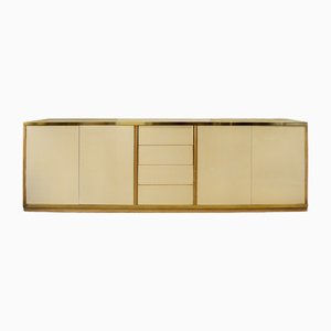 Sideboard in Lacquered Wood and Brass, Italy, 1970s