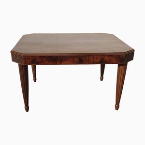 Art Deco Era Table in Walnut with Cocoa Beans Patterns, 1930s