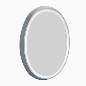 Large White Oval Backlit Mirror, 1970s