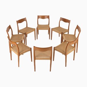 Dining Chairs in Teak and Paperboard by Juul Kristensen, 1960s, Set of 8