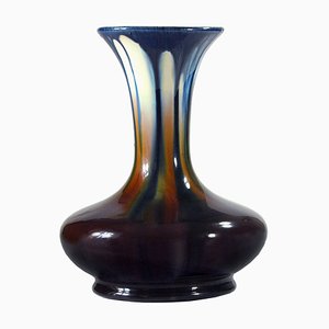 Vase Art Déco Drip Glaze de Thulin, Belgique, 1930s