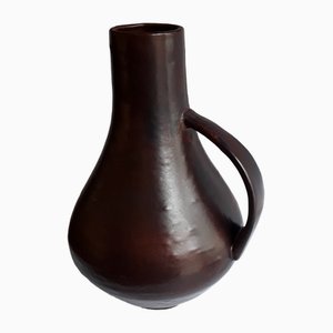 Vintage German Ceramic Vase in the Form of a Handle Jug with Brownish Glaze by Carstens Tönnieshof, 1970s