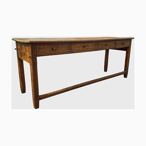 Table de Réfectoire ou de Ferme en Pin avec Tiroirs, France, 1900s