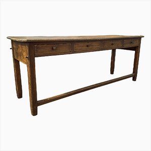 Table de Réfectoire ou de Ferme en Pin avec Tiroirs, France, 1900s