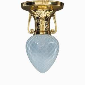 Art Deco Ceiling Lamp with Opaline Glass Shade, Vienna, Austria, 1920s