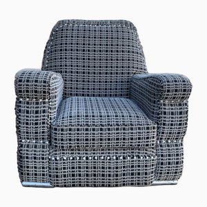 Club Armchair with Fabric with White Upholsterer, 1980s