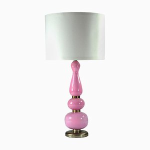Lámpara de mesa de cerámica rosa, años 60.