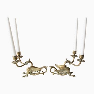 19th Century French Chimera Candleholders, Set of 2