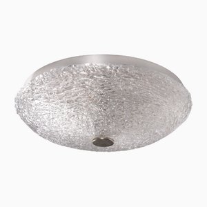 Lampada da soffitto vintage in metallo cromato e vetro di Murano, anni '60