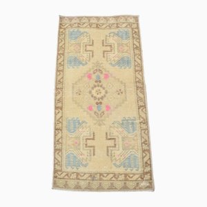 Small Turkish Handmade Oushak Wool Natural Rug