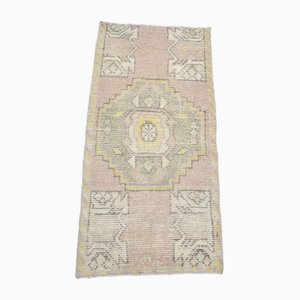 Petit Tapis Vintage Rose Pâle en Laine