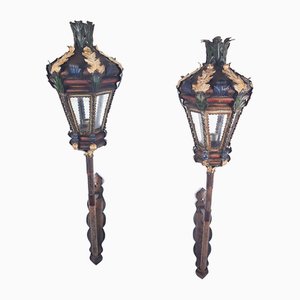 Wrought Iron Wall Lights, Set of 2