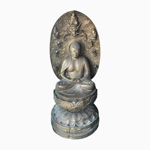 Buddha Statue auf Sockel, 1800er, Bronze