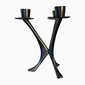 Candelabro triple moderno de estaño de Brodrene Mylius, Noruega, 1956