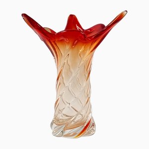 Flavio Poli zugeschriebene Mid-Century Vase aus gedrehtem Muranoglas für Seguso, Italien, 1960er