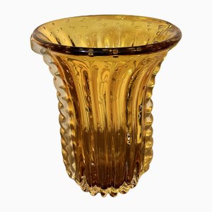 Vase en Verre Ambré de Toso Murano, 1930s
