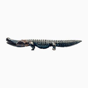 Large Carved Crocodile Rosewood Sculpture, 1960s