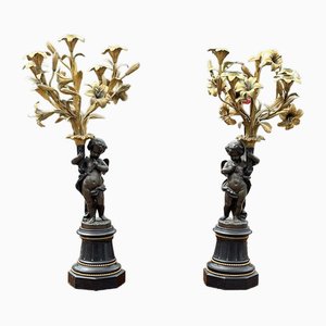 Antike Kerzenständer aus Bronze & Ormolu, 2 . Set