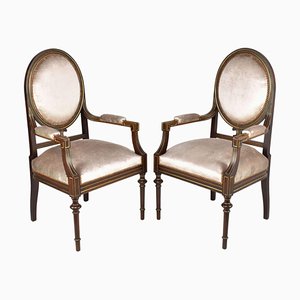 French Louis XVI Armchairs, 1960s, Set of 2