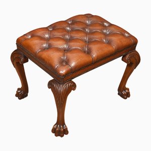 Tabouret Rembourré en Cuir, 1890s