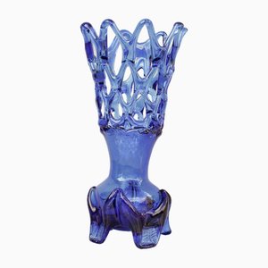 Vase Vintage en Verre Bleu Cobalt, 1960s