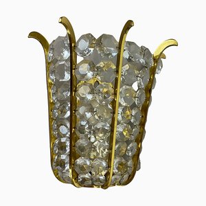 Vintage Austrian Wall Light in Brass and Crystal Glass from Bakalowits & Söhne, 1950s