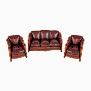 Art Deco Cloud Sofa and Club Chairs, 1930, Set of 3