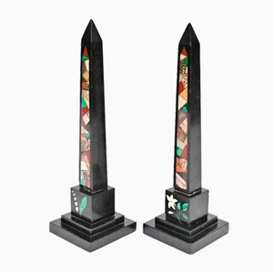 Marbre Grand Tour Obelisks par Pietra Dura, 1890s, Set de 2