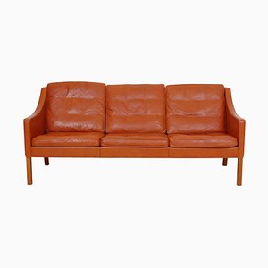 3-Seater Sofa 2209 in Patinated Cognac Leather by Børge Mogensen for Fredericia, 1980s