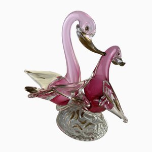 Italian Swans Figurine in Murano Glass, 1960s