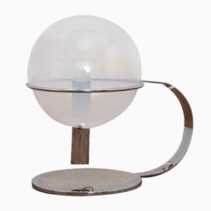Italienische Tischlampe aus Chrom mit Glas, 1960er