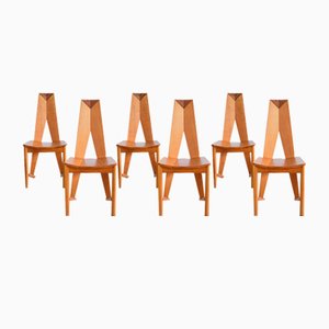 Dining Chairs in Beech by Søren Nissen & Ebbe Gehl for Seltz, France, 1980s, Set of 6